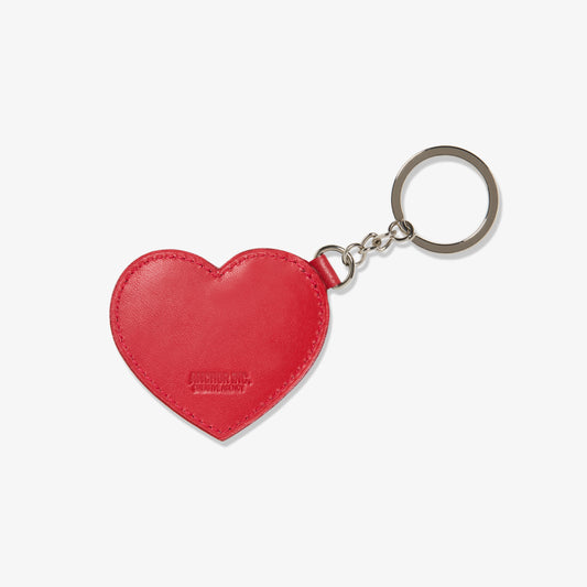BOLD LOGO LEATHER HEART KEYCHAIN RED