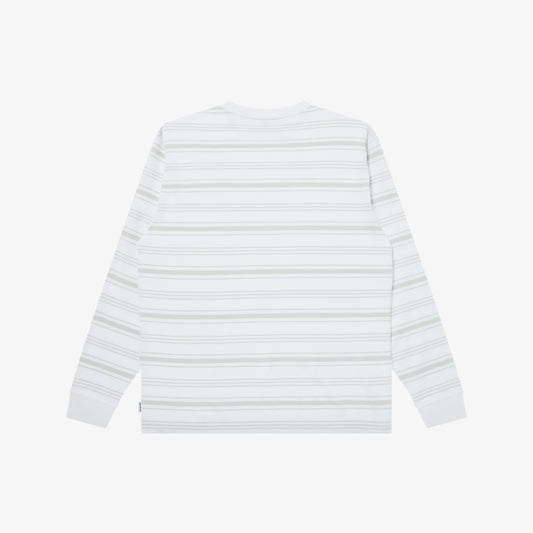 MULTI STRIPED L/S TEE WHITE