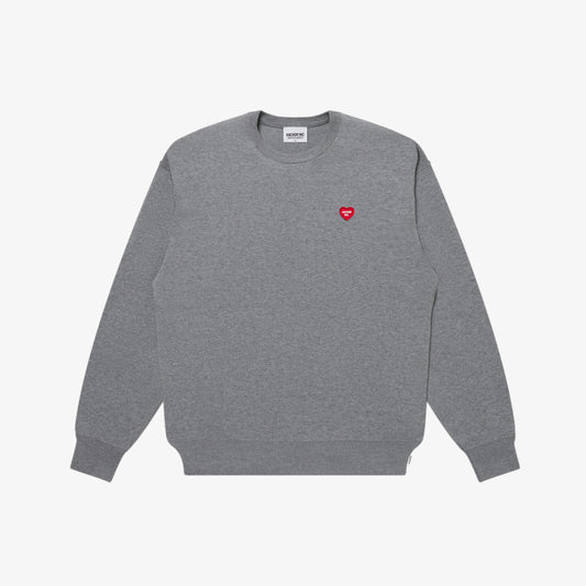 V-DAY PATCHED KNIT SWEATER HEATHER GRAY