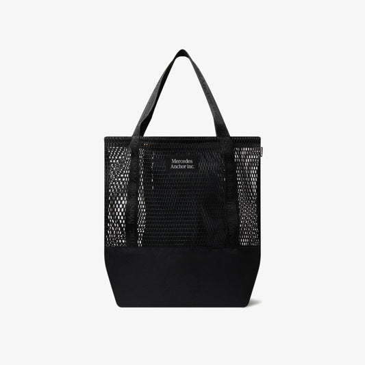 LOGO TAPED MESH TOTE BLACK