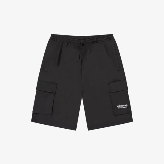 WATER REPELLENT RELAXED CARGO SHORTS BLACK