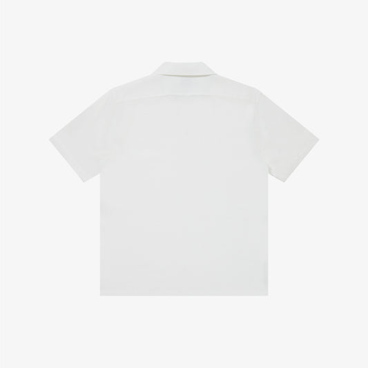 OPEN COLLARED S/S LINEN ZIP SHIRT WHITE