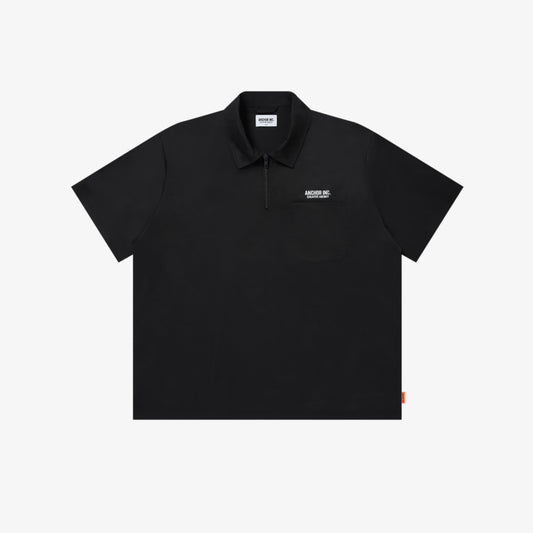 BOLD LOGO HALF ZIP WORK SHIRT BLACK