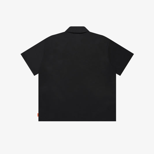 BOLD LOGO HALF ZIP WORK SHIRT BLACK
