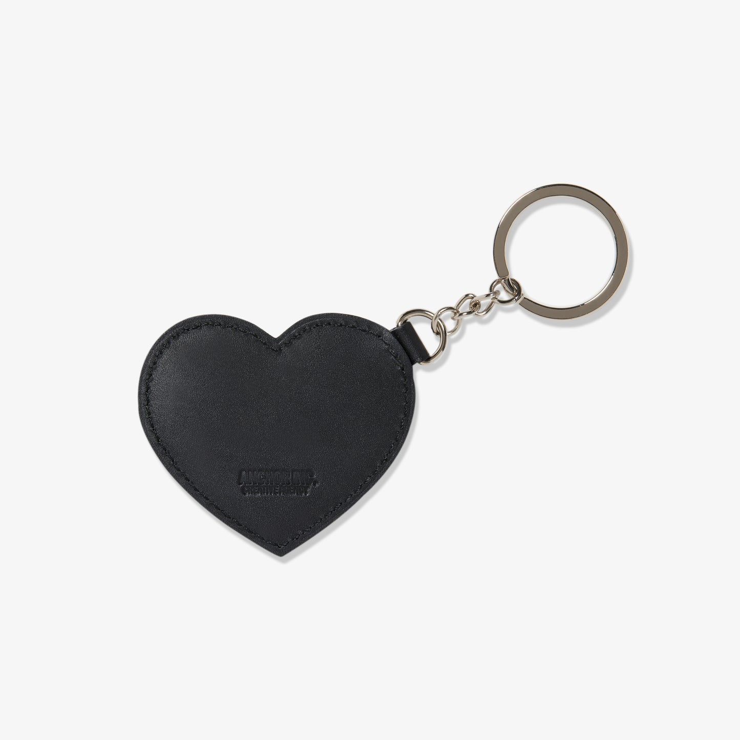 BOLD LOGO LEATHER HEART KEYCHAIN BLACK