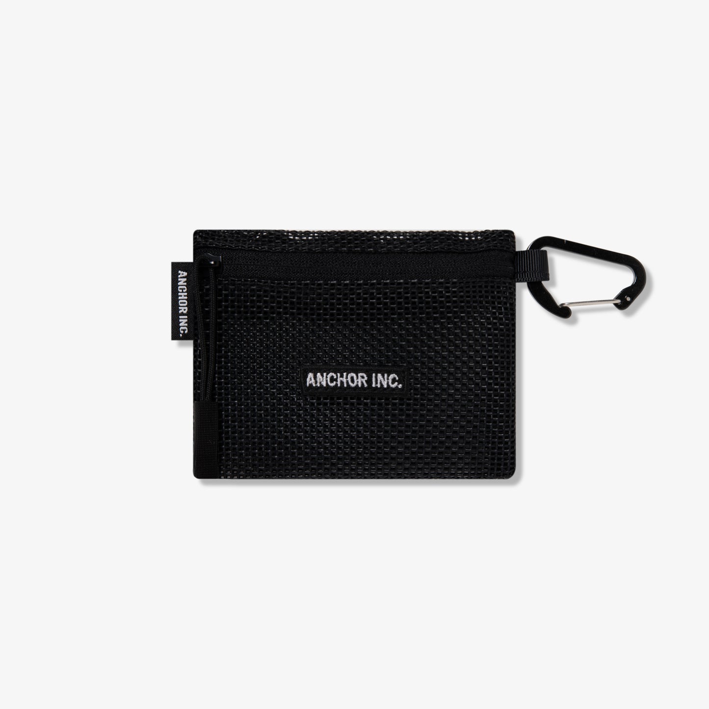 BOLD LOGO MINI MESH POUCH WITH CARABINER BLACK