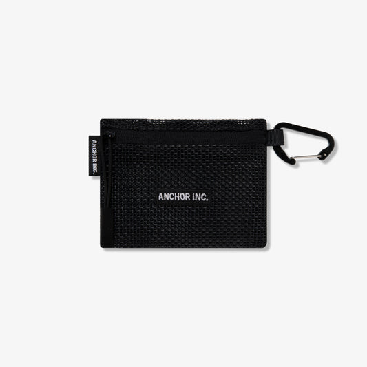 BOLD LOGO MINI MESH POUCH WITH CARABINER BLACK