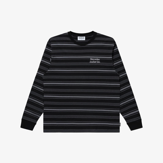 MULTI STRIPED L/S TEE BLACK