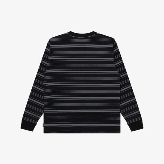 MULTI STRIPED L/S TEE BLACK