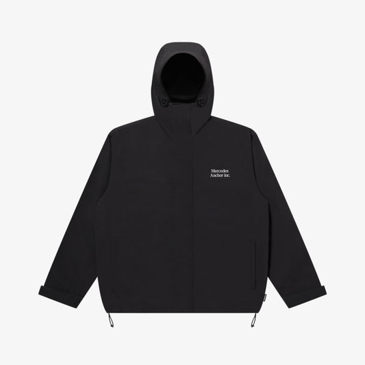 HOODED NYLON TRACK JACKET BLACK