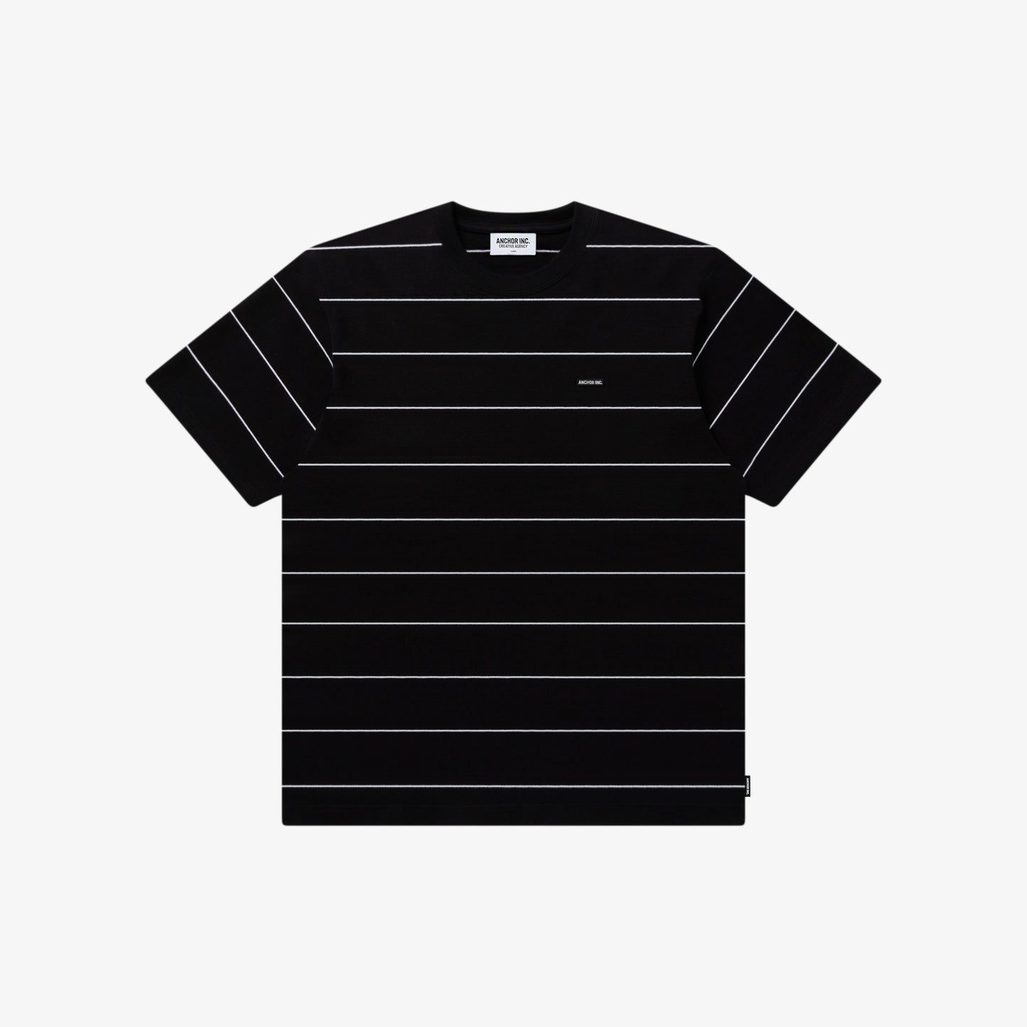 BOLD LOGO PATCHED STRIPED TEE BLACK