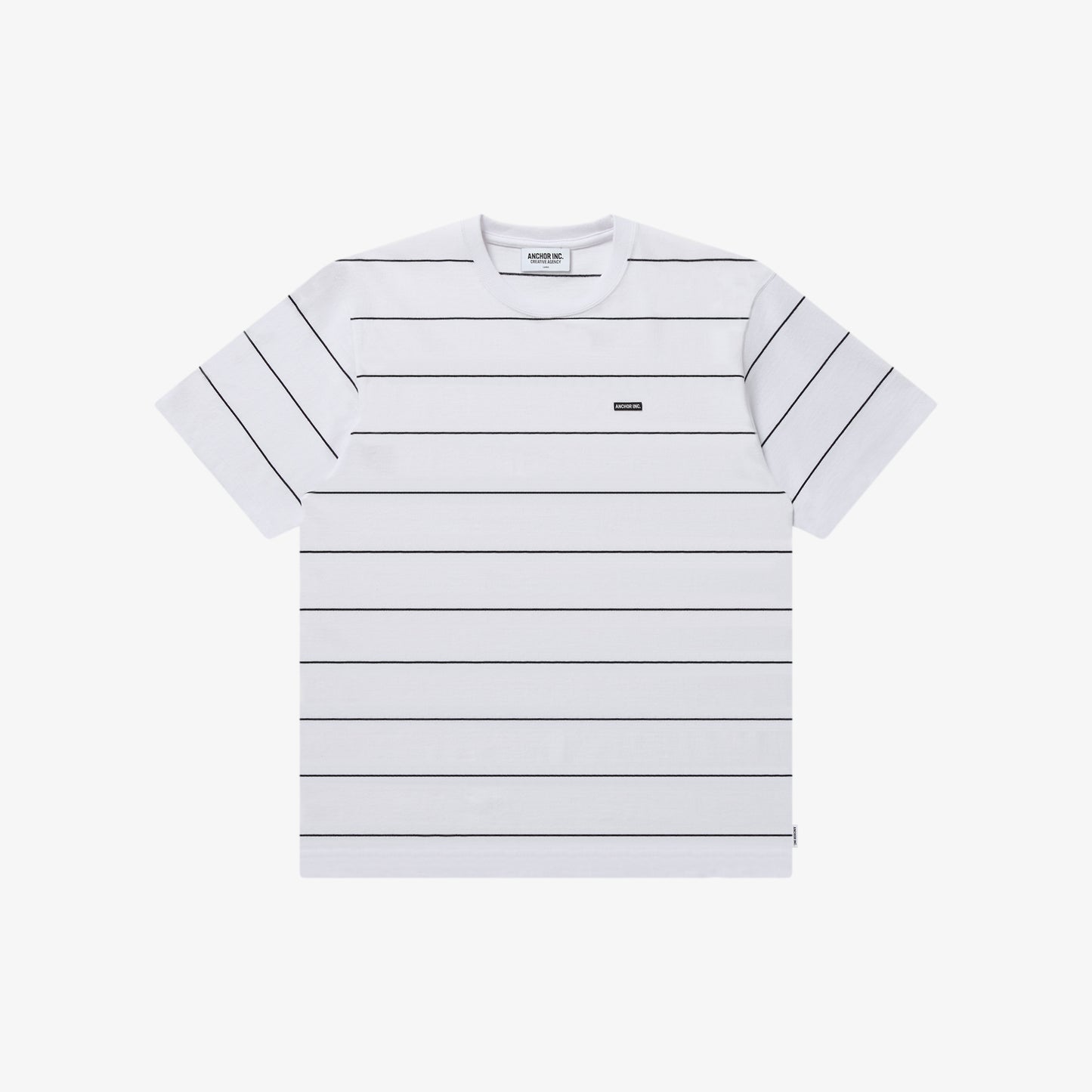 BOLD LOGO PATCHED STRIPED TEE WHITE