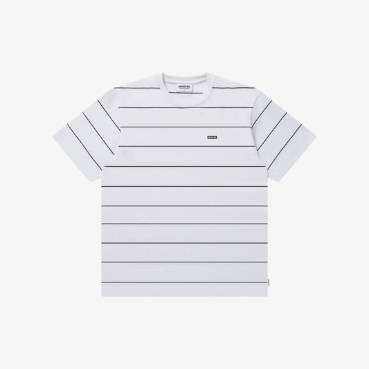BOLD LOGO PATCHED STRIPED TEE WHITE