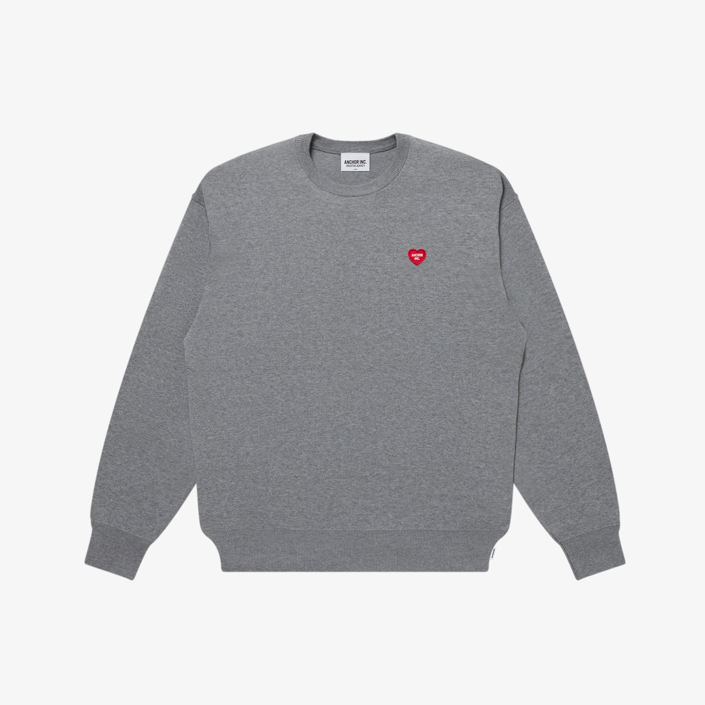 V-DAY PATCHED KNIT SWEATER HEATHER GRAY