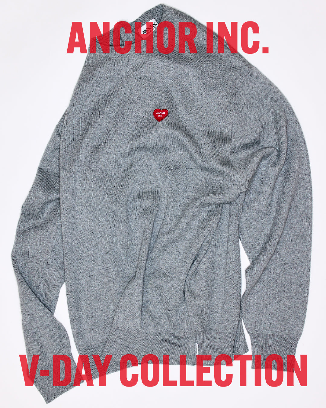 V-DAY PATCHED KNIT SWEATER HEATHER GRAY