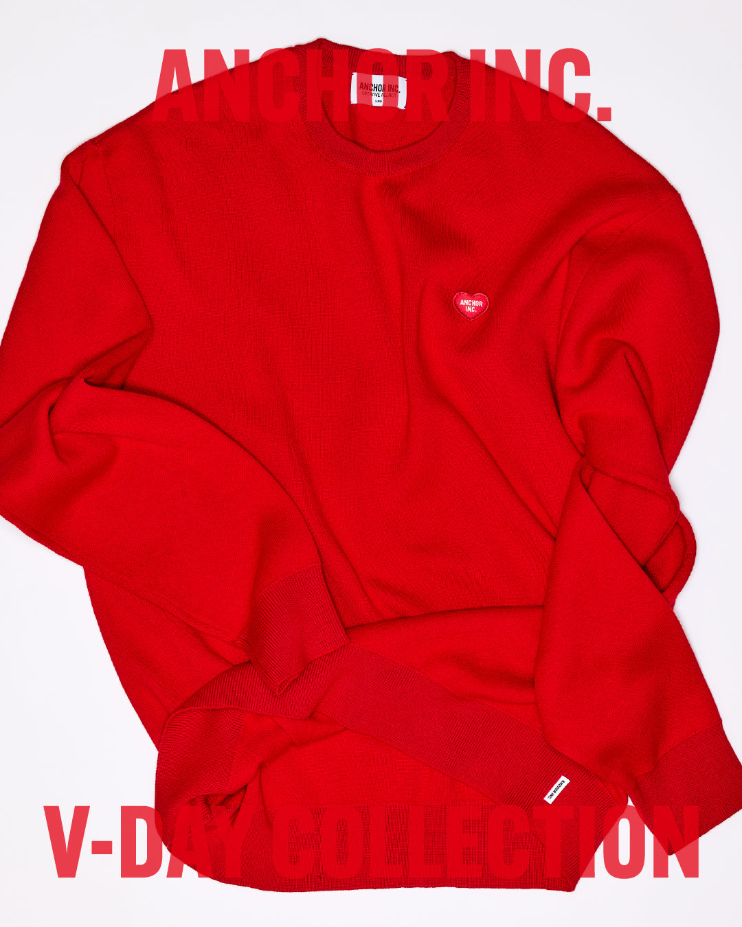 V-DAY PATCHED KNIT SWEATER RED