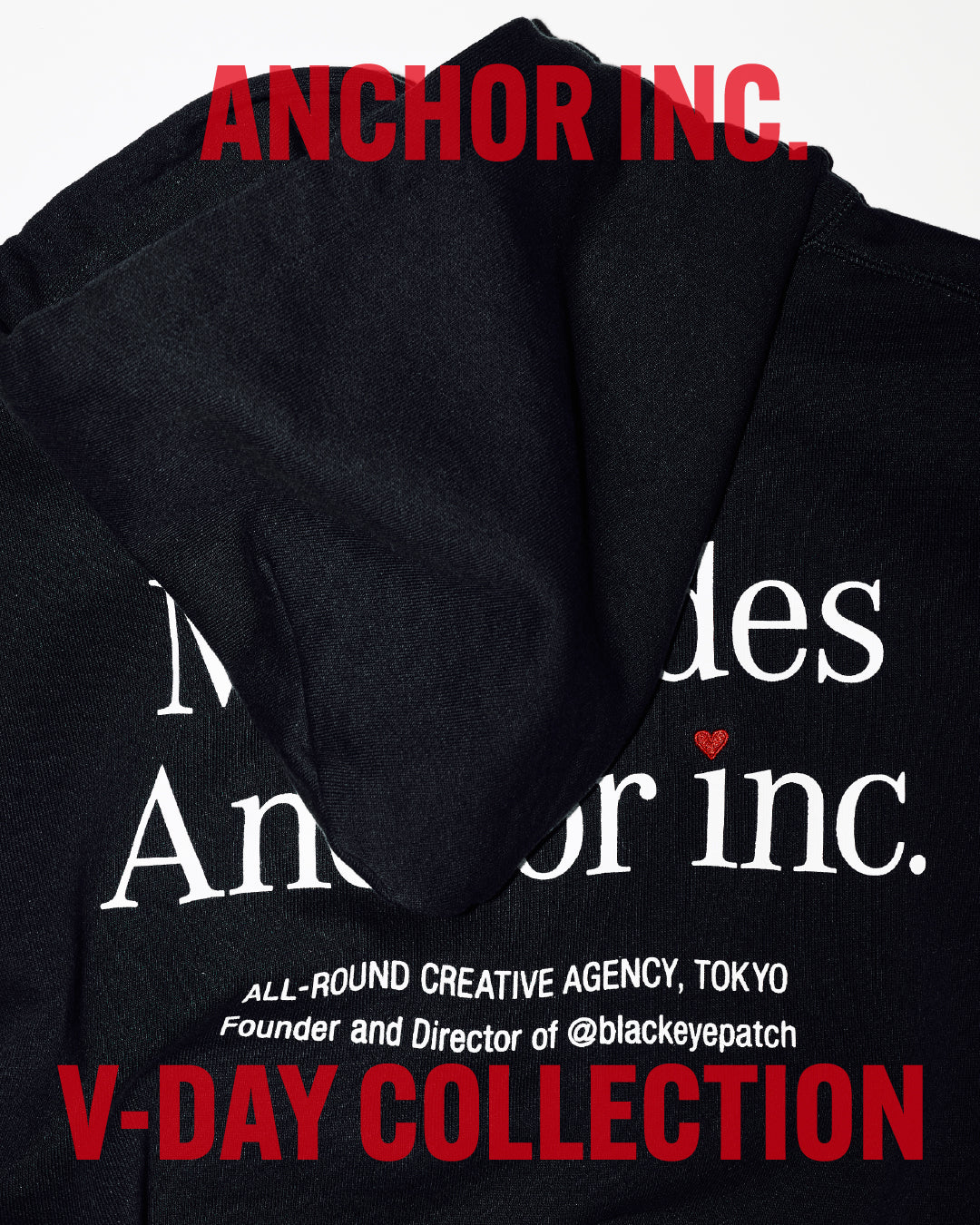 V-DAY LOGO HOODIE BLACK